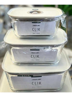 Rafta Neoflam Fika Clik Dikdörtgen Saklama Kabı, Bej, 3 Parça Set, 470 Ml, 800 Ml, 1380 ml
