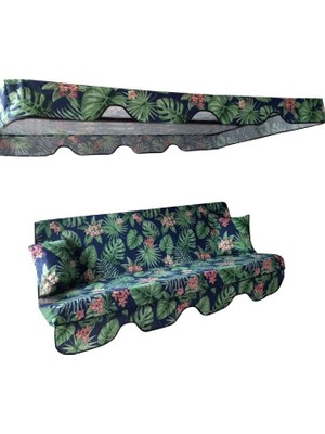 Rafta Lüks Salıncak Kılıf Seti Mindersiz 3 Kişilik Yaprak Desen 164X47 cm