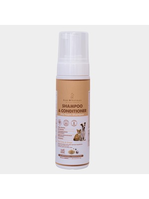 Rafta Kuru Köpük Şampuan ve Nemlendirici, Durulamasız, Kolay Tarama, Kedi ve Köpek, Organik Içerikli, 200 ml