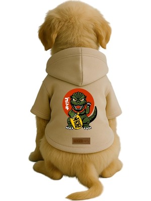 Rafta Monopetz Baskılı Içi Polarlı Köpek ve Kedi Kıyafeti & Elbisesi - Bej Renk Kapüşonlu Hoodie B6FE4 6xl