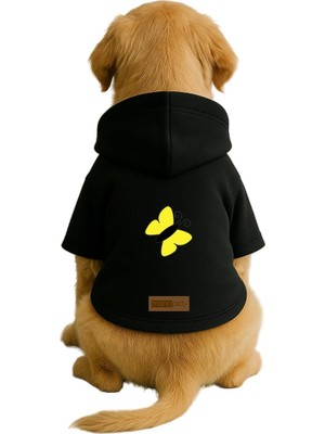 Rafta Monopetz Baskılı Içi Polarlı Köpek ve Kedi Kıyafeti & Elbisesi - Siyah Renk Kapüşonlu Hoodie B47DC S
