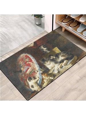 Rafta Monnhein Kapı Önü Paspası - Modern ve Şık Kapı Paspası | Ev, Ofis ve Dış Mekân Kullanımı Için (Sanat ve Kediler) 45X65