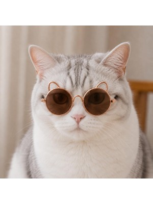 Rafta Kulaklı Kedi Güneş Gözlüğü 8 cm (Kahverengi)