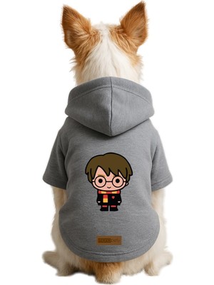 Rafta Monopetz Baskılı Içi Polarlı Köpek ve Kedi Kıyafeti & Elbisesi - Gri Renk Kapüşonlu Hoodie B30B6 4xl
