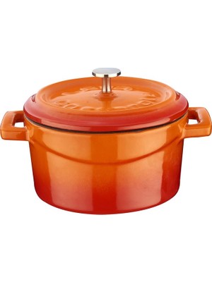 Rafta Lava Metal Döküm Mini Tencere, 10 Cm, 0.35 L Hacim, Turuncu