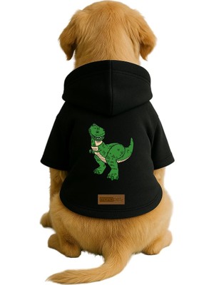 Rafta Monopetz Baskılı Içi Polarlı Köpek ve Kedi Kıyafeti & Elbisesi - Siyah Renk Kapüşonlu Hoodie Bdfbe, 2xl