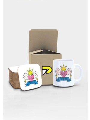 Rafta Postermanya Girl Power Yazılı Tipografik Tasarımlı Baskılı Kupa Bardak Seti, Eğlenceli Özel Hediye Mug