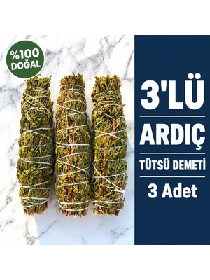 Kent Bahçesi Ardıç Tütsü Seti 3 Adet Doğal Tütsü Demeti Arınma Enerji Bereket Nazarlık Juniper Incense