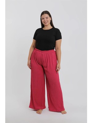 Lissa Butik Premium Kalite Kadın Büyük Beden Mercan Rengi Rahat Kesim Baggy Tek Alt Moda