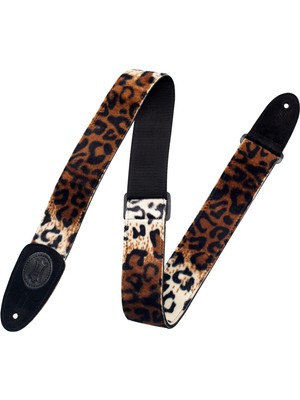 Rafta Levy's Leathers Hakiki Deri Uçlu 5 cm Suni Kürk Leopar Baskılı Gitar Kayışı; (Mssf8-Lyx)