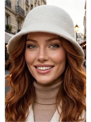Tezzgelsin Kadın Keçe Kumaş Cloche Vintage Kova Şapka