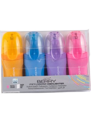 Rafta Serve SV-BRMFKP4PS Berry Mini Fosforlu Kalem, Pastel, 4'lü Pet