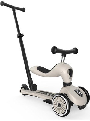 Rafta Scoot & Ride Highwaykick 1 Push And Go – 2'si 1 Arada Sürüş ve Scooter, Ayarlanabilir Gidon, 1 Tıkla Dönüşüm, Kaymaz Ayak Plakası, Hafif ve Dayanıklı - Kül Rengi