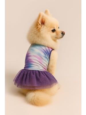 Rafta Mpz Pets Kedi ve Köpek Kıyafeti Işıltılı Tüllü Elbise, S, Purple-Glitter-Tulle-Dress, Mor