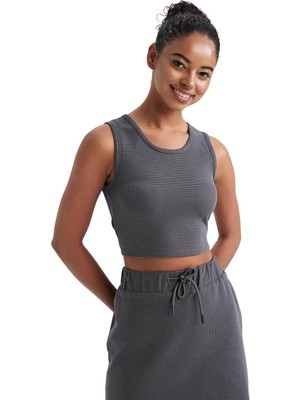 Rafta Defacto Defactofit Slim Fit Bisiklet Yaka Waffle Sporcu Atlet Antrasit Xs
