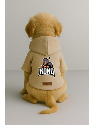 Rafta Monopetz Baskılı Içi Polarlı Köpek ve Kedi Kıyafeti Renk Kapüşonlu Hoodie, S, Bccf3, Bej