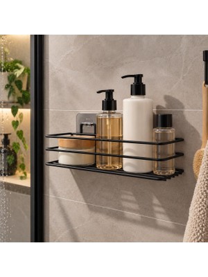 Rafta Duş ve Banyo Rafı | Yapışkanlı Duvar Tipi Banyo Organizeri, Şampuan ve Kozmetik Rafı