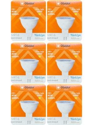 Rafta Osaka 6 Adet 5W (40W) Sarı Işık (3000K) MR16 G4 LED Çanak Ampul