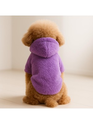 Rafta Monopetz Hoodie Peluş Köpek ve Kedi Kıyafeti, L, Pelushoodie, Mor