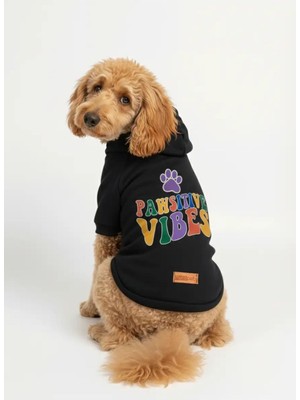 Rafta Mpz Pets Kedi ve Köpek Kıyafeti Hoodie Pawsitive Vibes, Xl, Black-Pawsitivevibes-Hoodie, Siyah