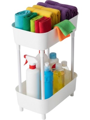 Rafta 2 Katlı Çok Amaçlı Düzenleyici Raf – Banyo, Mutfak, Dolap Içi Organizer | 29,5X18X41 cm | Dayanıklı Hafif Tasarım | Depolama ve Düzen Için Pratik Çözüm