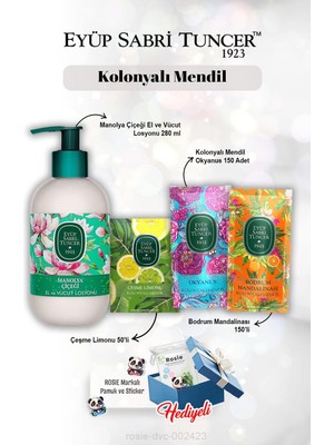 Rafta Mendil Limon 50'li, 150'LI Okyanus ve Mandalina, Manolya Losyon 250 ml Rosie