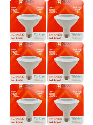 Rafta Osaka 14W (100W) Sarı Işık (3000K) E27 Duylu LED PAR30 Ampul, 6 Adet