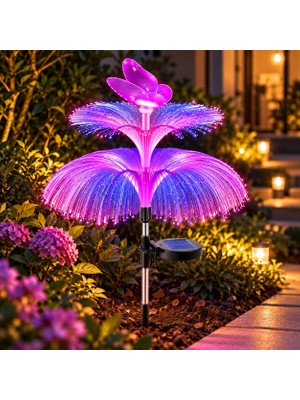 Rafta Coverzone Solar Kelebekli Bahçe Lambası 85 cm Renkli LED Aydınlatma S54