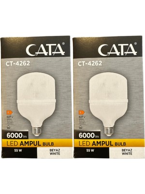 Rafta Cata CT-4262 55W 6400K (Beyaz Işık) E27 Duylu LED Torch Ampul (2 Adet)