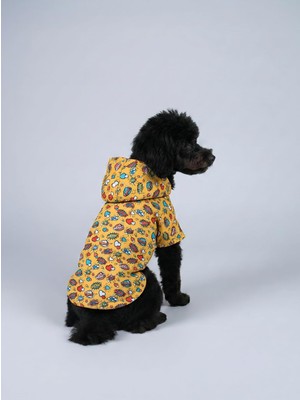 Rafta Mpz Pets Kedi ve Köpek Sarı Wow Baskılı Fileli Yağmurluk, L, Yellow-Wow-Raincoat, Pembe