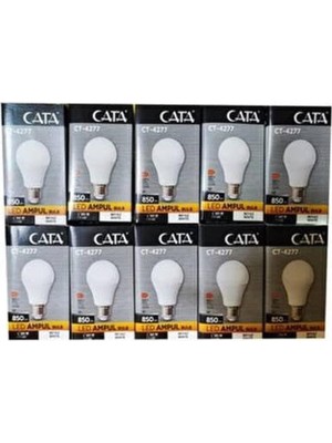 Rafta Cata 9W LED Ampul Beyaz 10'lu Paket 6400 K 850 Lümen E27 Duy CT-4277