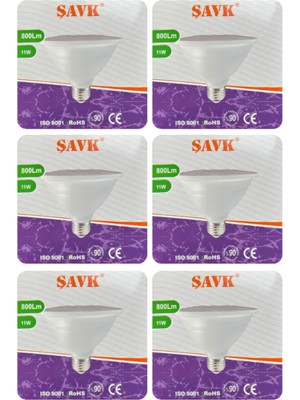 Rafta Savk 11W 6500K Beyaz Işık PAR30 E27 Duylu LED Spot Ampul, 6 Adet