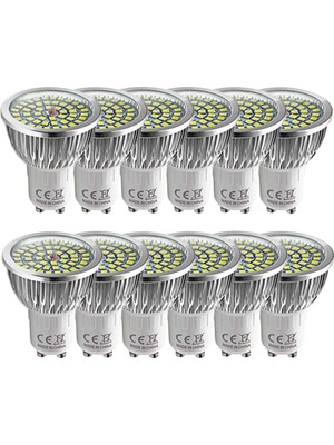 Rafta Wulun 12 Adet Super Bright GU10 LED 6 W Spot LED Lamba, Soğuk Beyaz 6000 K, 60 W, 550 Lm, Ac 85 – 265 V