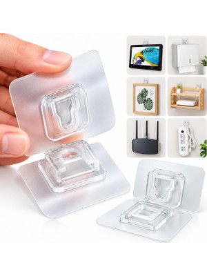 Rafta Kyro Tech 2 Set Kendinden Yapışkanlı Ağır Hizmet Duvar Kancası, Çift Taraflı Geçmeli Şeffaf Askı Aparatı, Güçlü Yapışkanlı Pvc Kanca, Banyo Mutfak Duvar Düzenleyici Sabitleme Aparatı