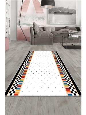Rafta Pelangi Çok Renkli Dama Desenli Yıkanabilir Kaymaz Taban Leke Tutmaz Modern Salon Halısı ve Yolluk, Çok Renkli 100 x 150, 135815610015005
