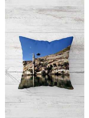 Rafta Pelangi Şanlıurfa Halfeti Çift Tarafı Baskılı Gizli Fermuarlı Yastık Kılıfı Kırlent Koltuk Yastık Kılıfı, Mavi-Yeşil-Beyaz 45 x 45, 24691206445451