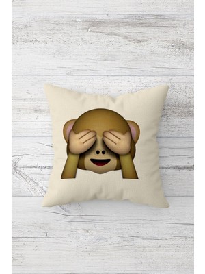 Rafta Pelangi Emojili Çift Tarafı Baskılı Gizli Fermuarlı Dekoratif Yastık Kılıfı Kırlent Kılıfı Yastık Kılıfı, Bej 43 x 43