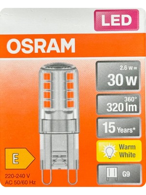 Rafta Osram LED Kapsül Ampul, 2,6W (30W), 2700K Sarı Işık, G9 Duylu