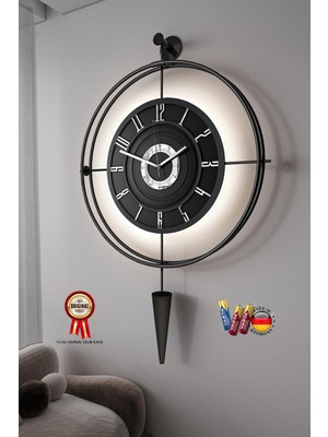 Rafta Metaquartz Aksesuar Blackberry Lavinya (Kırılmaz)(Kablosuz Pilli Led) - Chakra Dizayn - Metal (Mobilya) Duvar Saati Sarı 50 x 90
