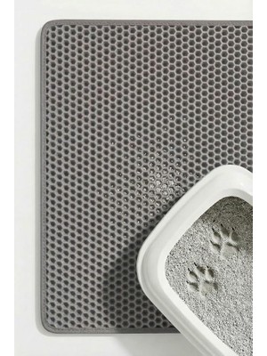 Rafta Pugalo Cleanpaw Premium Kedi Tuvalet Önü Paspası, Çift Katmanlı Kedi Kumu Toplayıcı, Geniş Delikli, Kolay Temizlenir (Gri, 50 x 75)