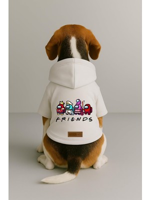 Rafta Monopetz Baskılı Içi Polarlı Köpek ve Kedi Kıyafeti Kapüşonlu Hoodie, S, B1E8C, Beyaz