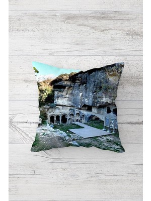 Rafta Pelangi Dekoratif Çift Tarafı Baskılı Gizli Fermuarlı Yastık Kılıfı Kırlent Koltuk Yastık Kılıfı, Bej-Mavi 45 x 45, 24691207345451