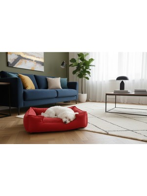 Rafta Brt Pet Kedi Yatağı, Küçük Irk Köpek Yatağı 60X45 Kırmızı