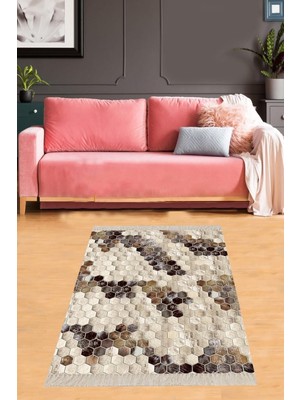 Rafta Pelangi Dana Derisi Desen Dijital Baskı Yıkanabilir Kaymaz Taban Modern Salon Halısı ve Yolluk, Kahverengi 120 x 160