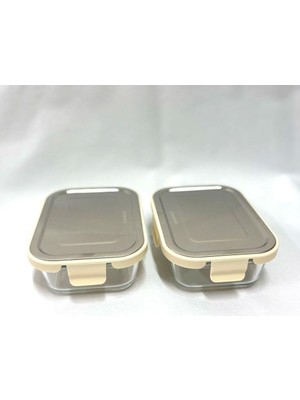 Rafta Cooker CKR3487 Cam Saklama Kabı 640 ml Krem 2 Adet