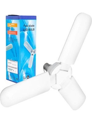 Rafta Axe Tools Açılabilir 3 Kanatlı 60 Watt Daylight Beyaz LED Akü Maşalı 12 Volt Pervane Ampul Axe4-7l