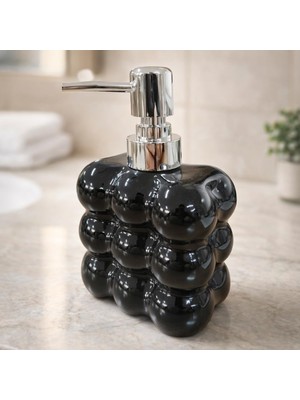 Rafta Bubble Cam Sıvı Sabunluk, 300 ml - Beyaz, 9,5X6,5X15 cm (Siyah)