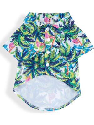 Rafta Furlabel Tropikal Desenli Çok Renkli Köpek ve Kedi Gömlek (Evcil Hayvan) (Yeşil, X-Small)