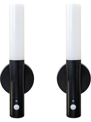 Rafta 2 Adet Sensörlü Şarjlı LED Aplik, Mıknatıslı Siyah Renk, Cata Kumru Gün Işığı, Type-C Duvar Lambası (2)