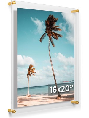 Rafta Cool Modern Frames Coolmodernframes 40,6 x 50,8 cm Şeffaf Yüzer Çift Panel Akrilik Resim Çerçevesi, Sanat ve Fotoğrafları Dönüştürmek ve Sunmak Için Altın Donanım